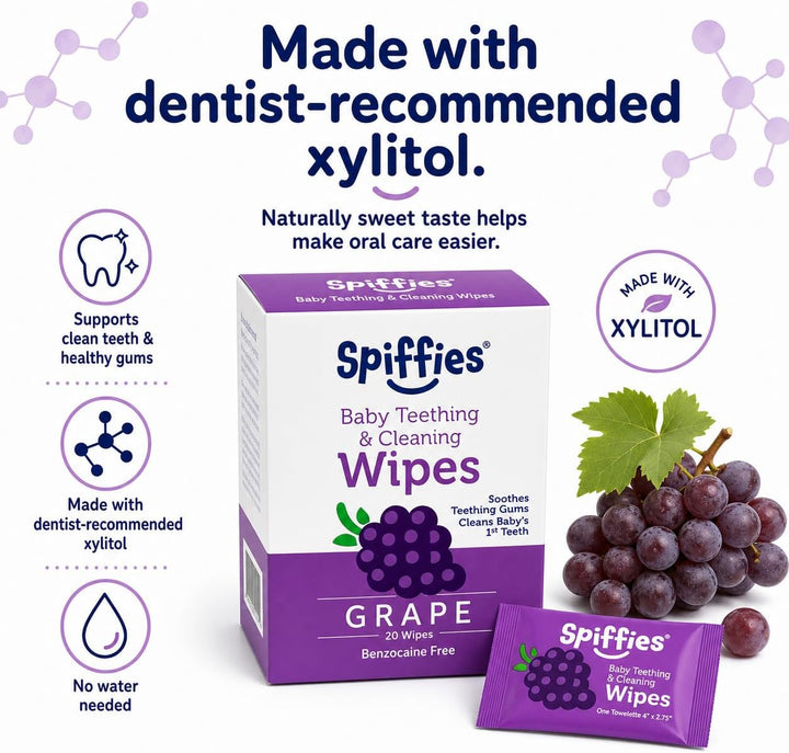 Spiffies Toallitas de dientes para el cuidado bucal del bebé, pañue...