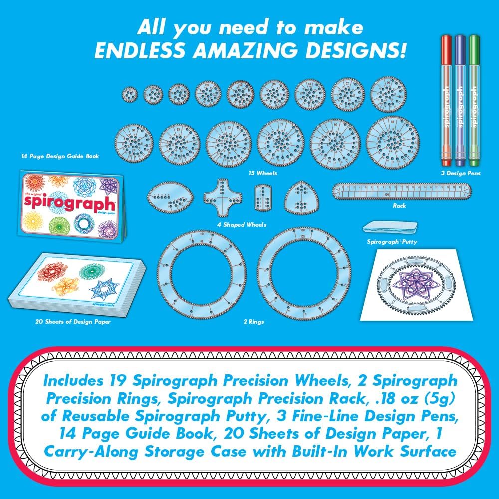 Spirograph — Set Deluxe — Kit de Dibujo de Arte en Espiral — La Forma Clásica de Hacer Innumerables Diseños Asombrosos — Para Niños de 8 Años en Adelante