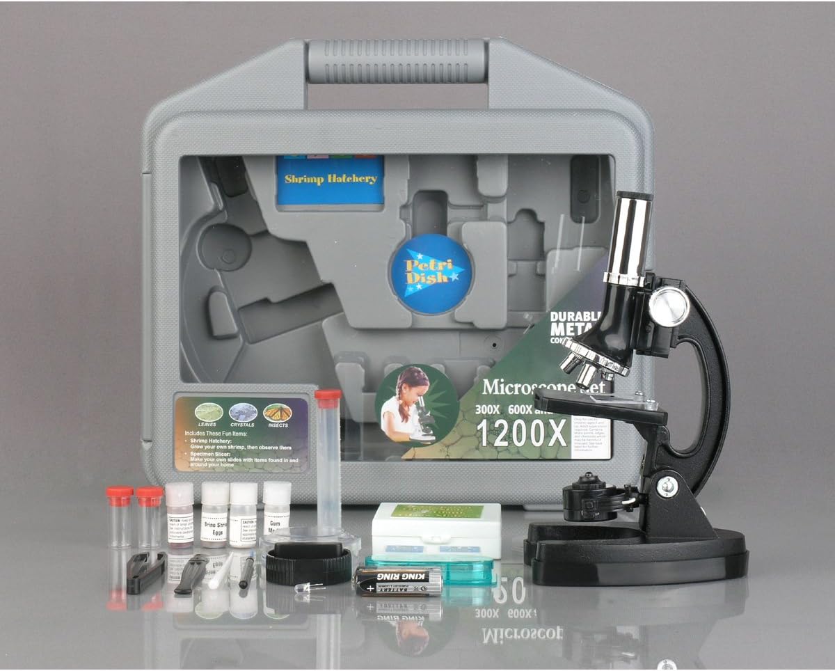 AmScope M30-ABS-KT2-WM 1200X Kit de ciencia de microscopio de 52 piezas +