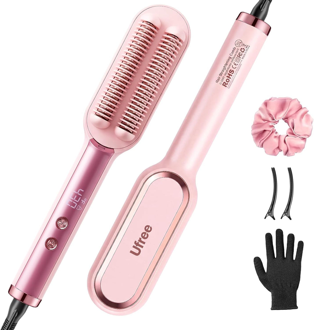 Ufree Cepillo alisador de cabello para mujer, peine caliente iónico...