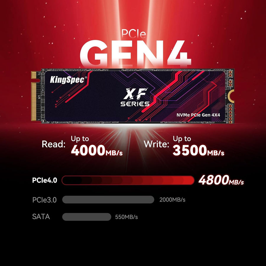 KingSpec SSD M.2 de 2 TB 2280 NVMe PCIe 4.0 x4, velocidad de lectur...