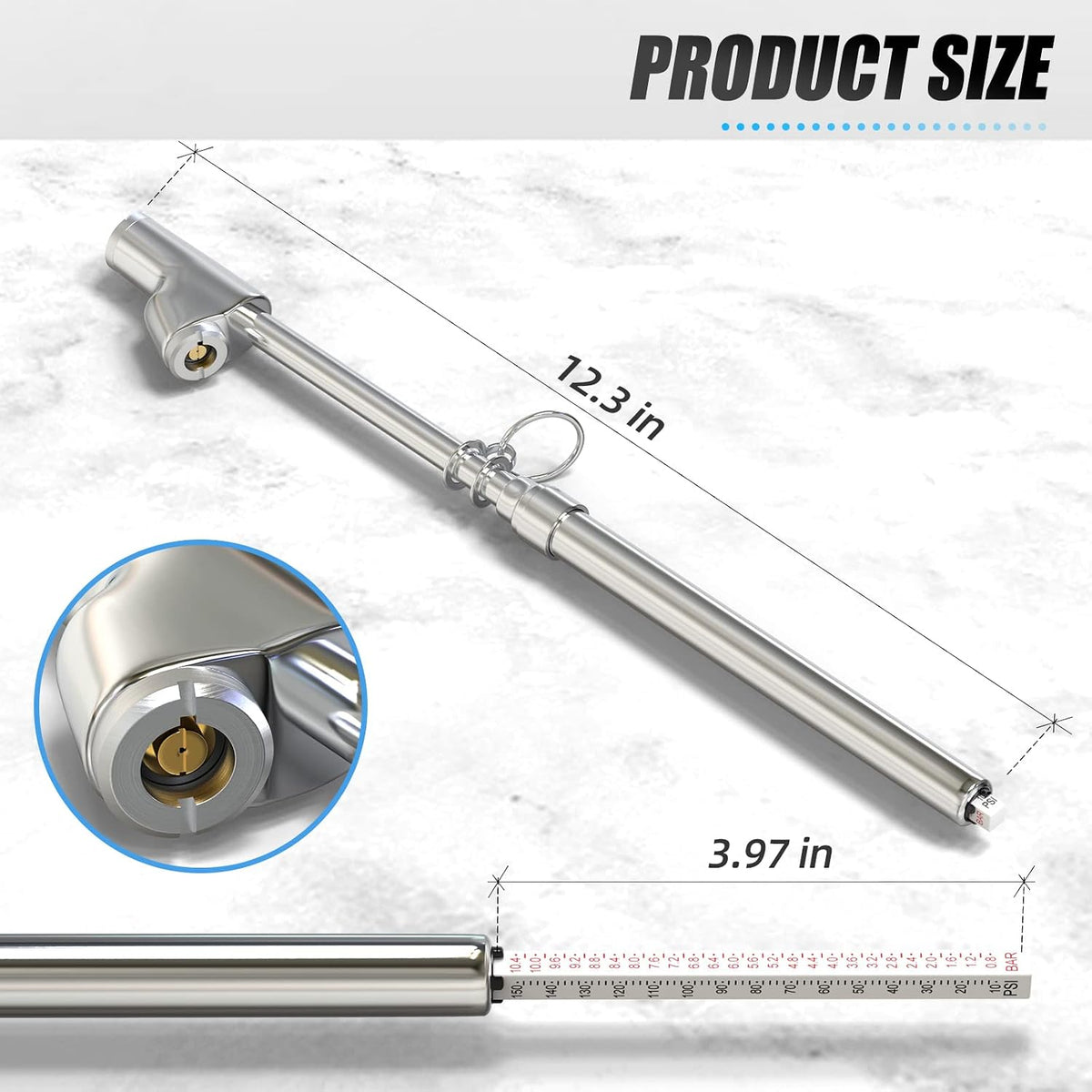 MEANLIN MEASURE Medidor de presión de neumáticos tipo doble recto, manómetro de aire de doble cabeza, 10 piezas, rango de presión de 10 a 150 psi(adecuado para camiones, etc.