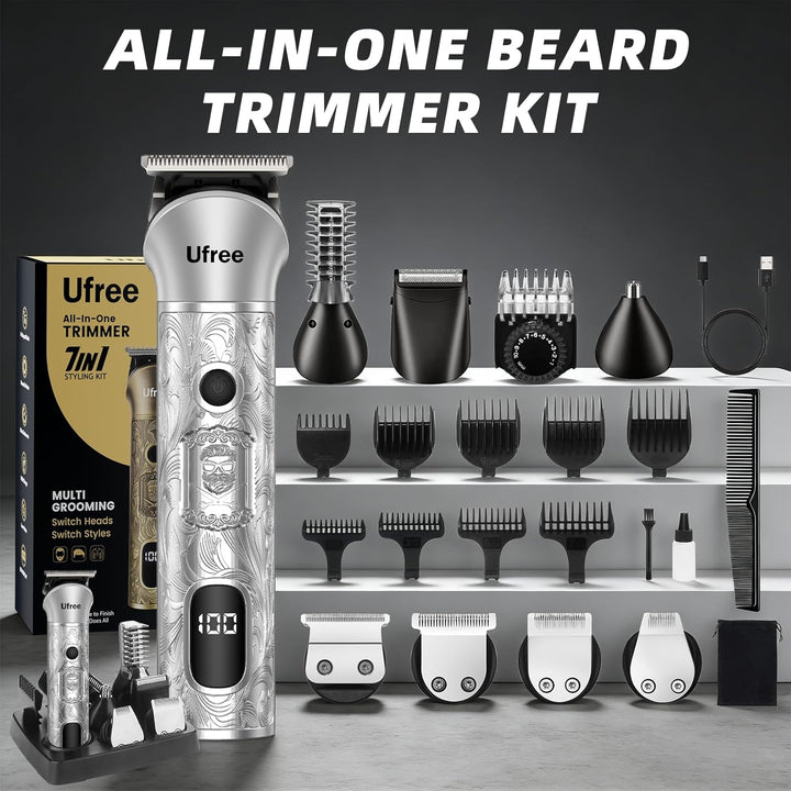 Ufree Recortadora de barba para hombres, afeitadora eléctrica 7 en...
