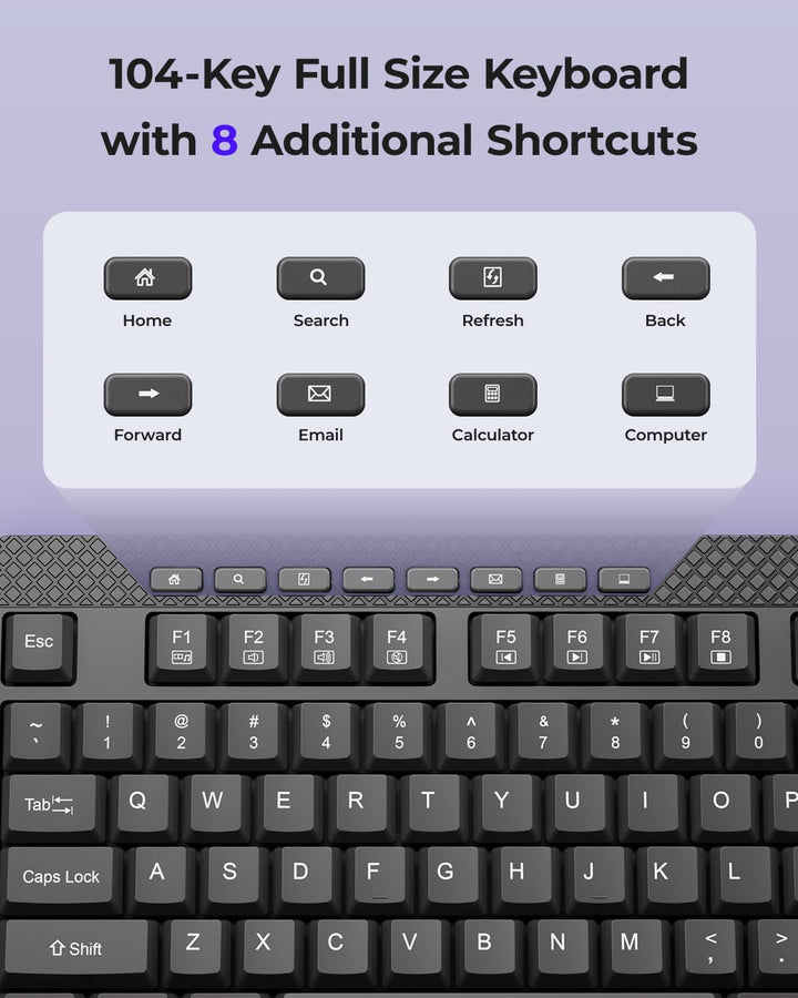 wegear Combo de teclado y mouse inalámbricos, mouse ajustable de 5...