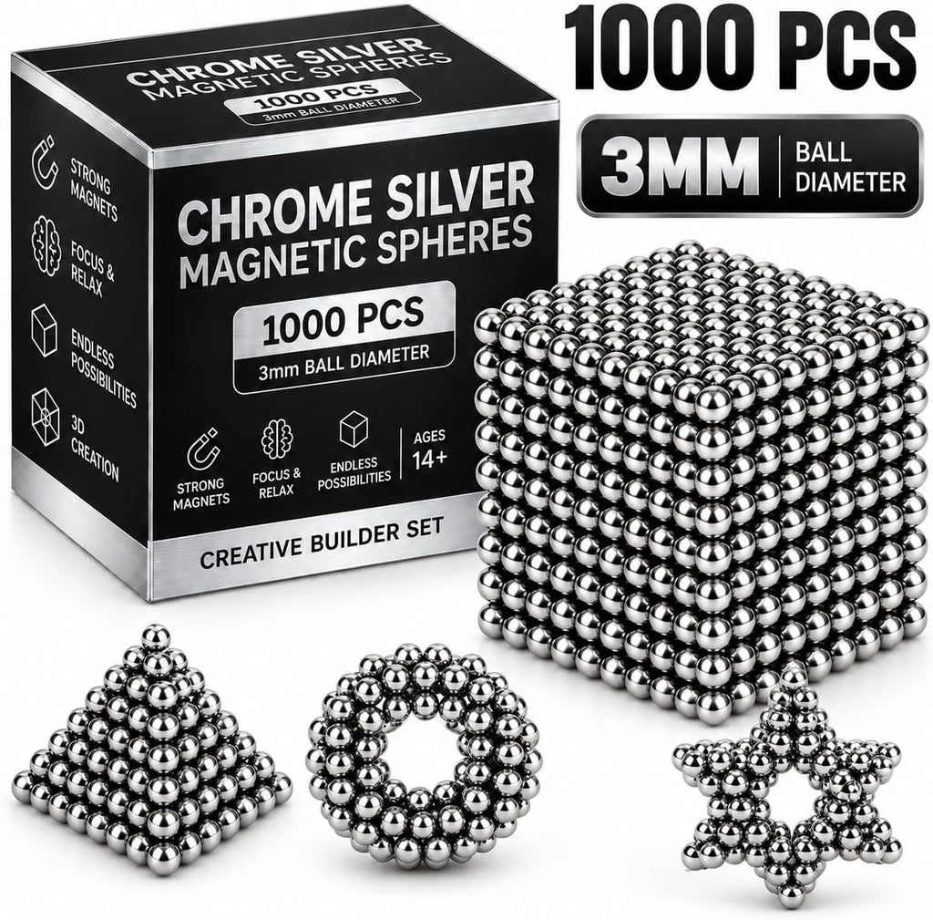 Bolas magnéticas de construcción creativa de plata 1000PCS para adultos