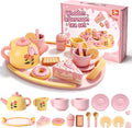 Juego de té de madera para niñas pequeñas, juego de comida de simulación