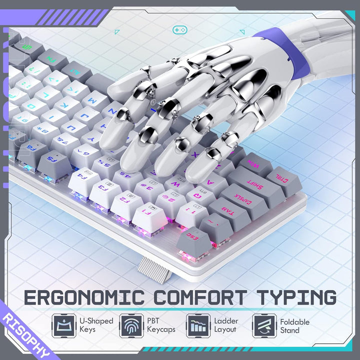 Teclado mecánico inalámbrico, triple modo 2.4G\/USB-C\/Bluetooth pa...