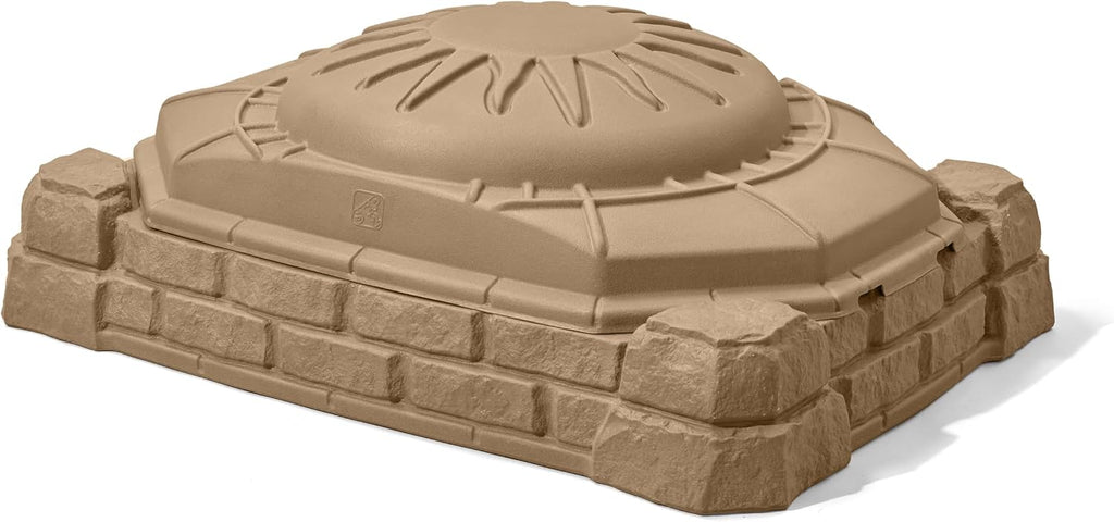 Step2 Caja de arena natural juguetona, mesa sensorial de actividades para niños, juguetes de verano al aire libre, tapa incluida, para niños pequeños de 1 año en adelante