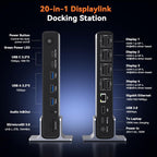 TobenONE DisplayLink - Estación de acoplamiento de 4 monitores, pantalla HDMI Quad 4K a 60Hz 20 en 1 con fuente de alimentación de 150 W para Thunderbolt 5/4/3, USB-C Windows, cromo, MacBook/Mac mini