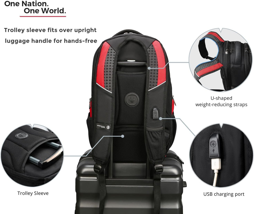 Mochila de diseño Swissdigital Circuit para hombres, Negro\/Rojo, 1...