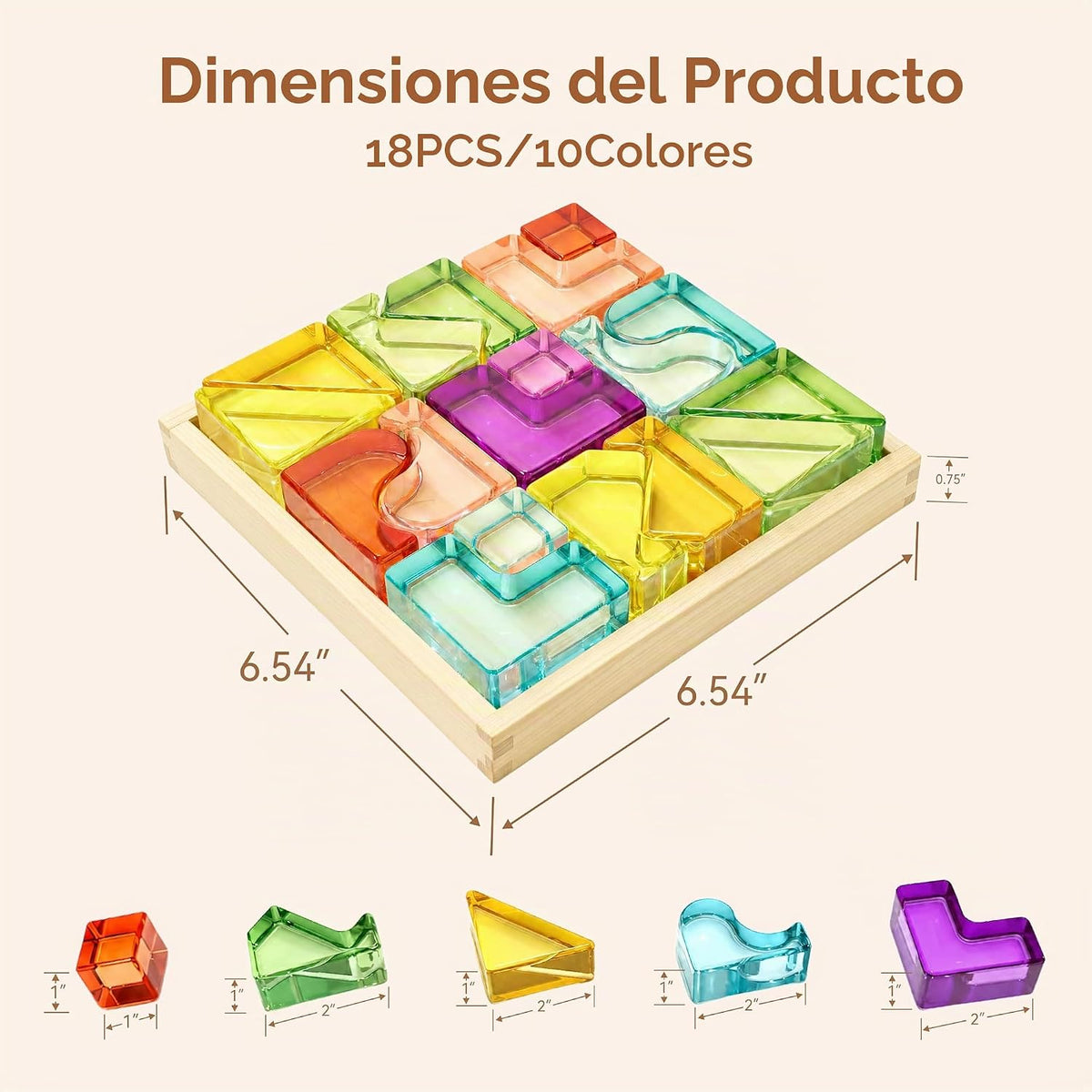 Bloques de construcción arcoíris para niños, juguetes Montessori de bloques