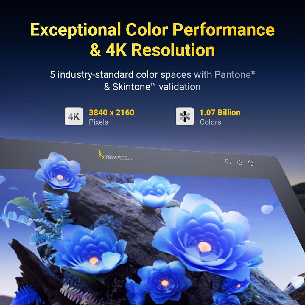 Xencelabs Pantalla de lápiz con pantalla para 24+ de la industria con Calman Ready, tableta de dibujo con monitor de pantalla 4K, pantalla gráfica con 44 teclas rápidas personalizables, 2 bolígrafos sin batería para Win/Mac/Linux