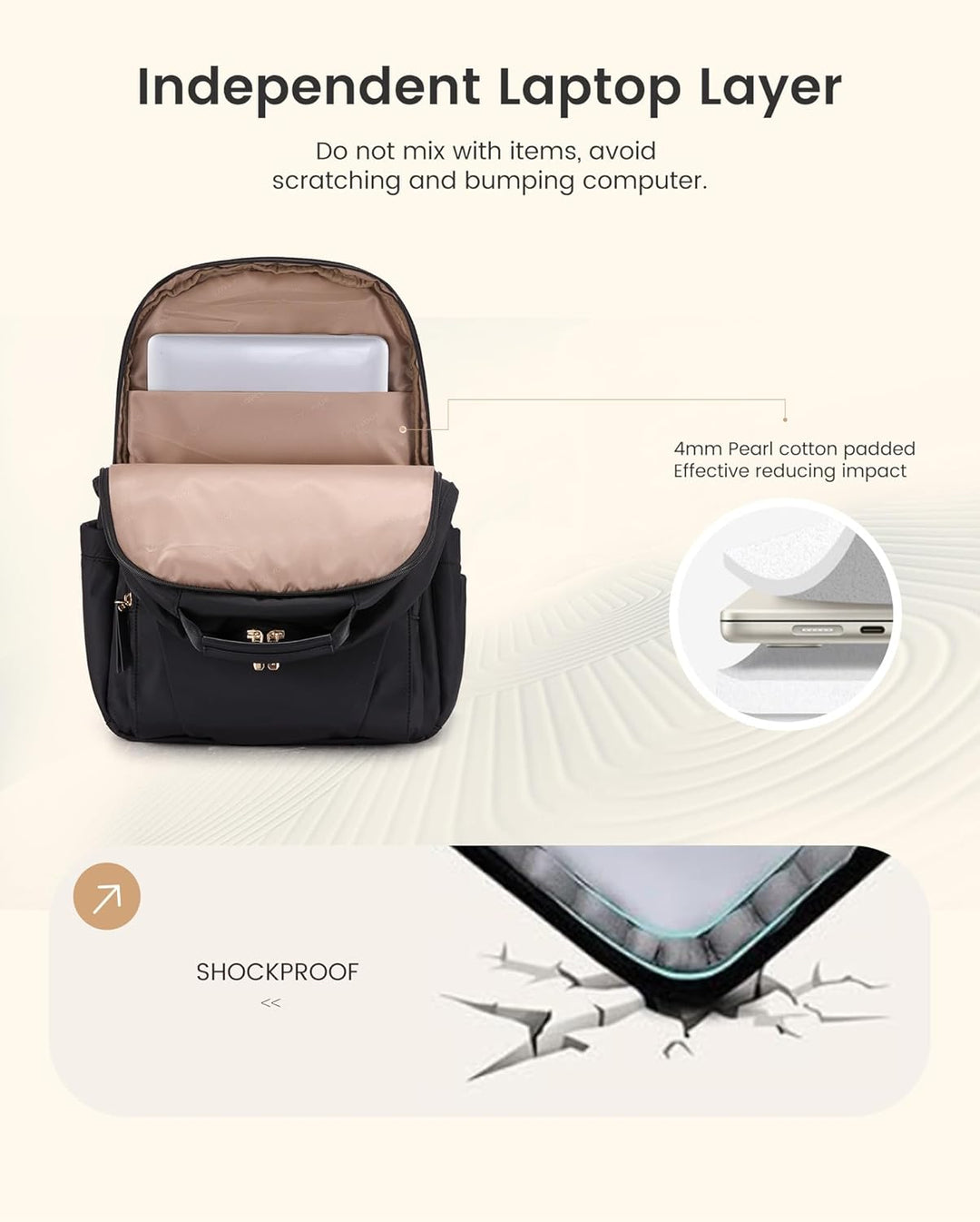 LOVEVOOK Mochila para computadora portátil para mujer, mochila de t...