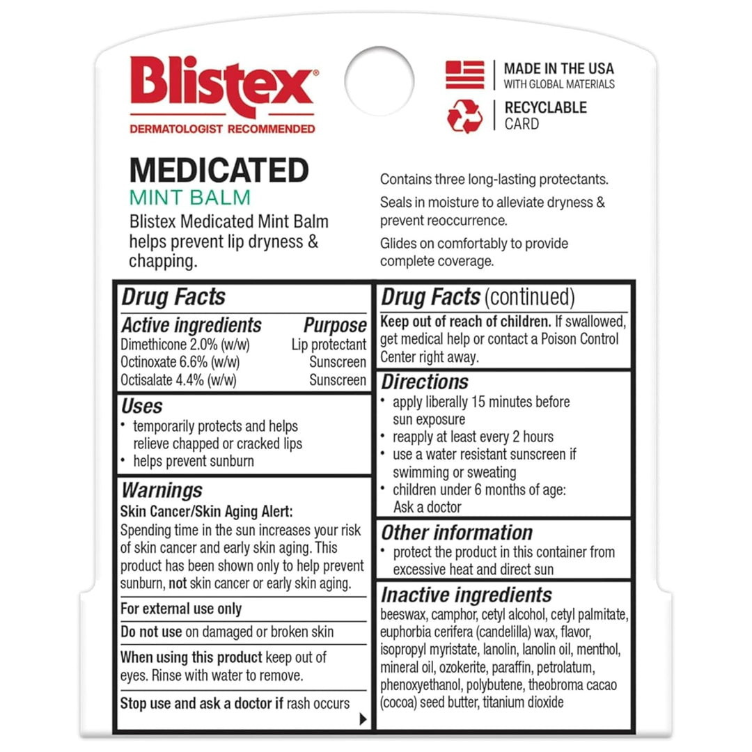 Blistex Bálsamo labial de menta medicada, 0.15 onzas