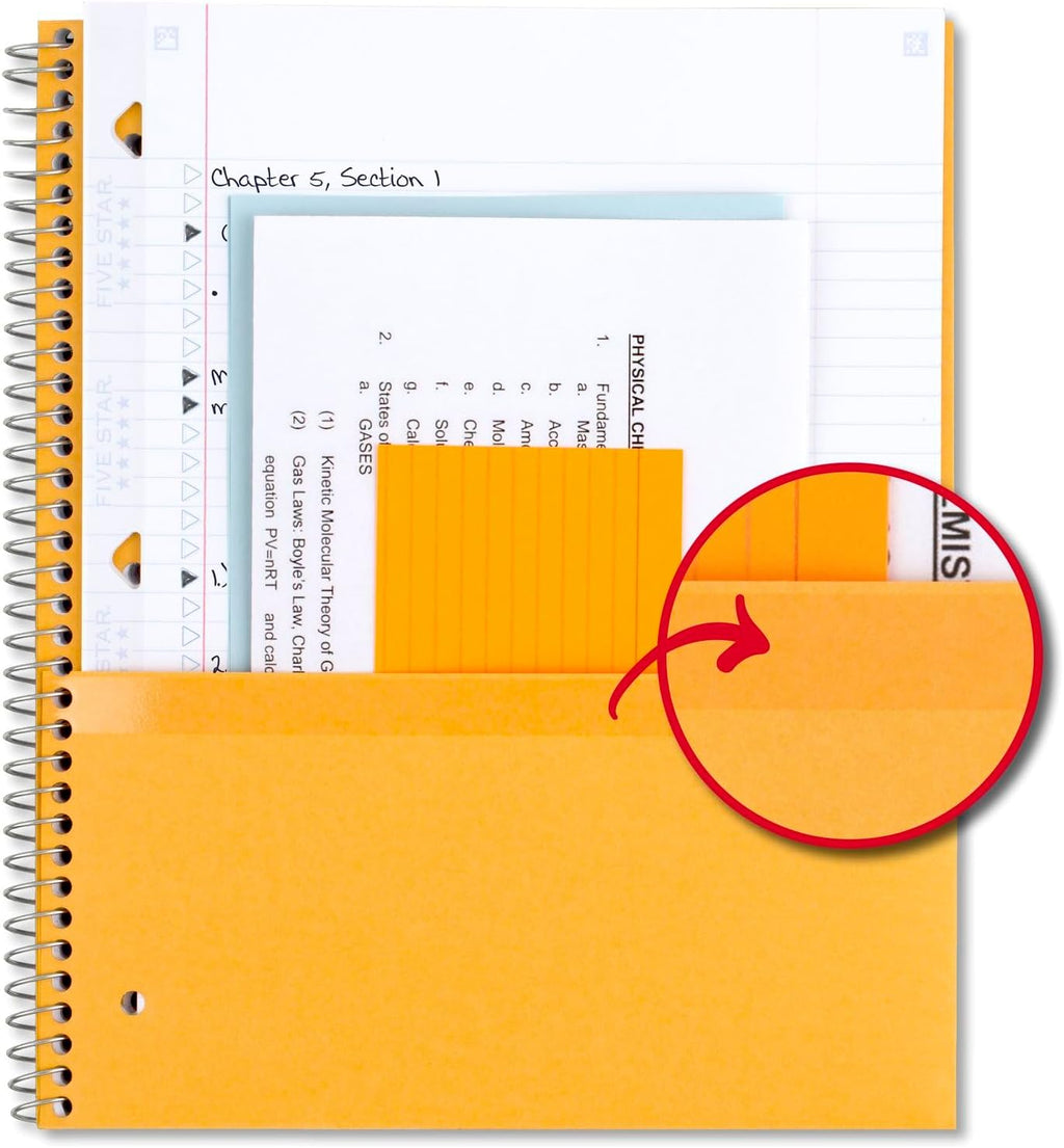 Five Star - Cuaderno espiral, 5 sujetos, papel con rayas universitarias, 200 hojas, 10.9 x 8.0 en, colores surtidos, 6 unidades