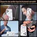 Compatible con iPhone 17 Pro Max Funda con Soporte, Blanco Escarchado