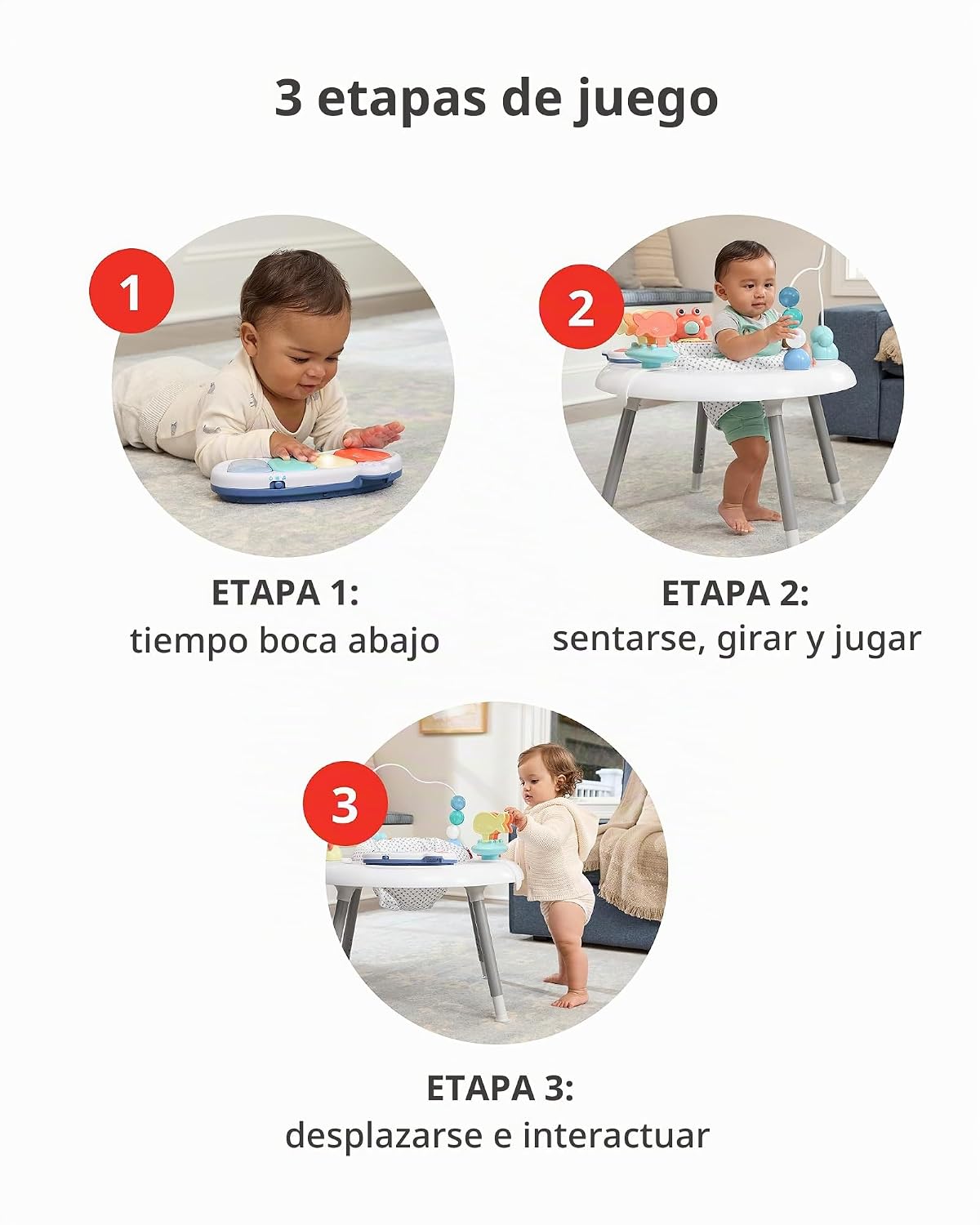 Skip Hop Centro de actividades para bebés 2 en 1 con más de 20 actividades de desarrollo, piano musical iluminado para jugar al tiempo boca abajo, 4 juguetes móviles y con clip y asiento giratorio de