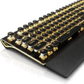 RK ROYAL KLUDGE S108 - Teclado mecánico de máquina de escribir, teclado para juegos con cable con teclado numérico, teclados retro de tamaño completo con reposamuñecas desmontable para Mac/Win/PC