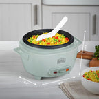 BLACK+DECKER Arrocera de 6 tazas con cesta de vapor, spray de surf