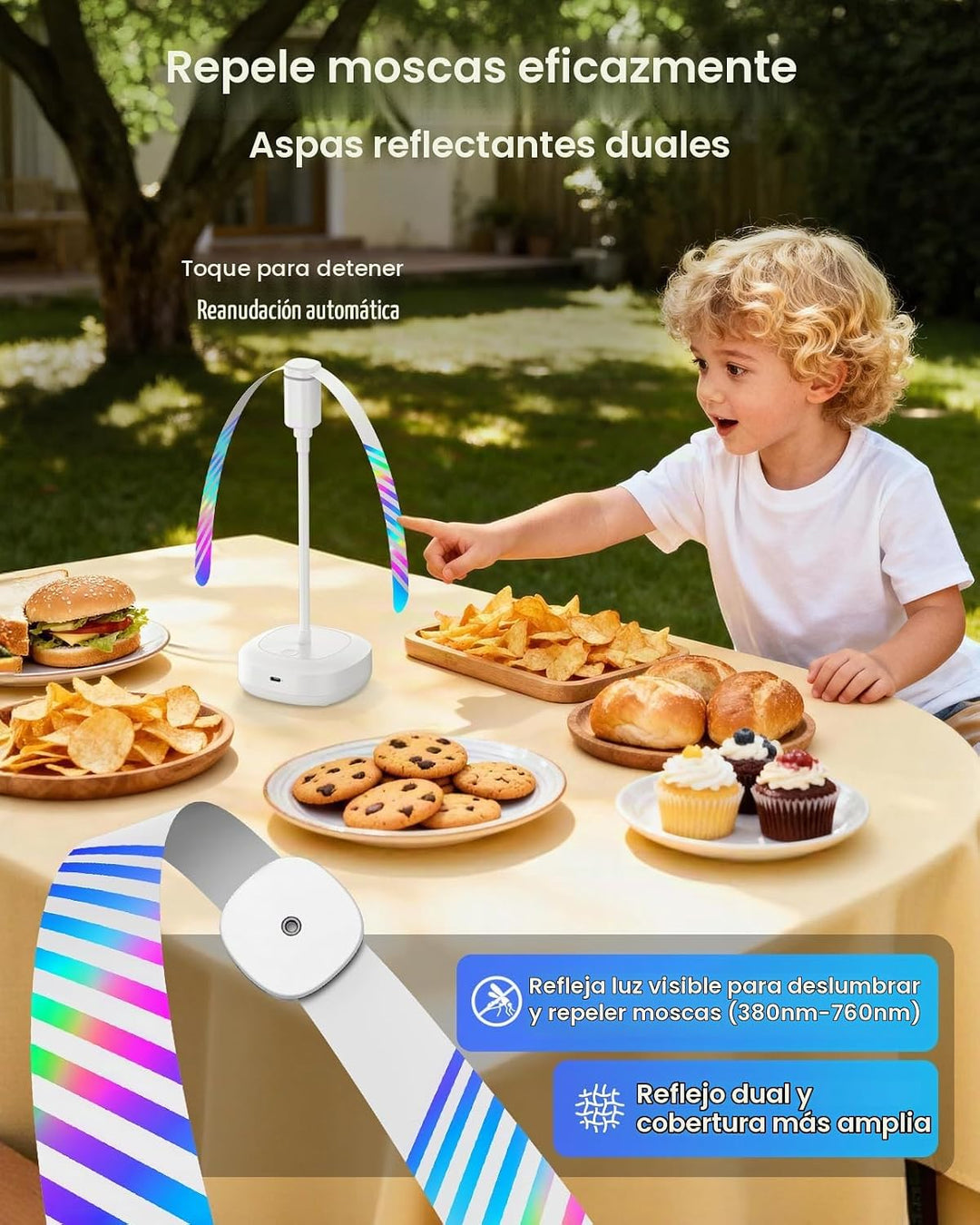 Edvision Fly Fans para mesas, ventilador de alimentos recargable de...