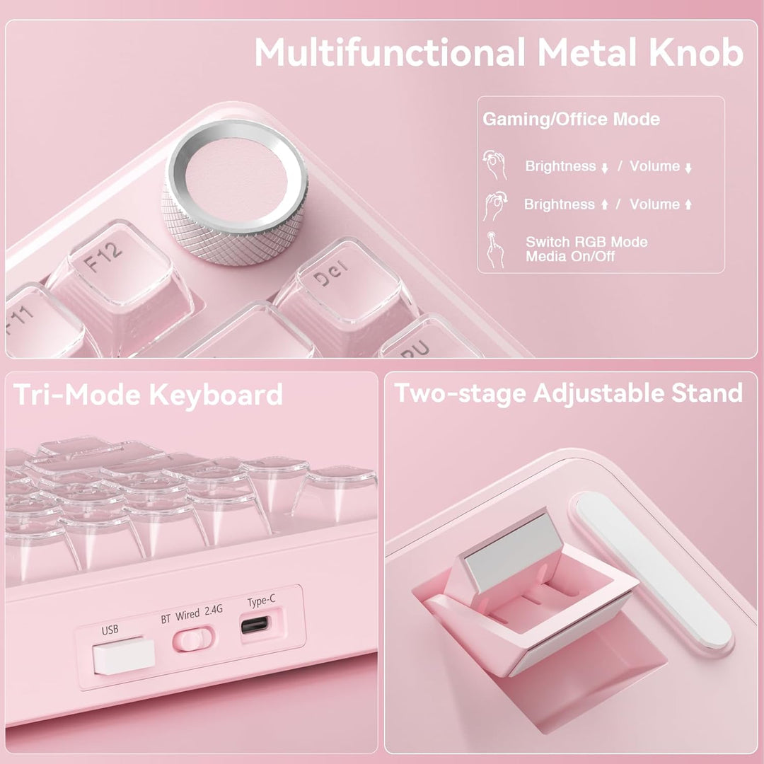 SOLAKAKA Teclado inalámbrico A75 para juegos con perilla multifunci...