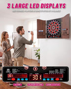 Electronic Dart Board con Cabinet Set, Dartboard con 8-Player Color Light