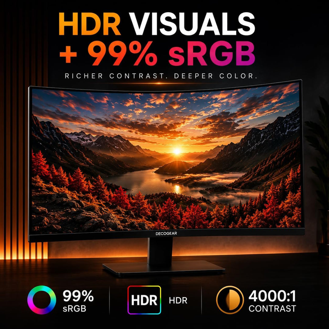 Deco Gear Monitor curvo para juegos de 27 pulgadas y 240 Hz, pantal...