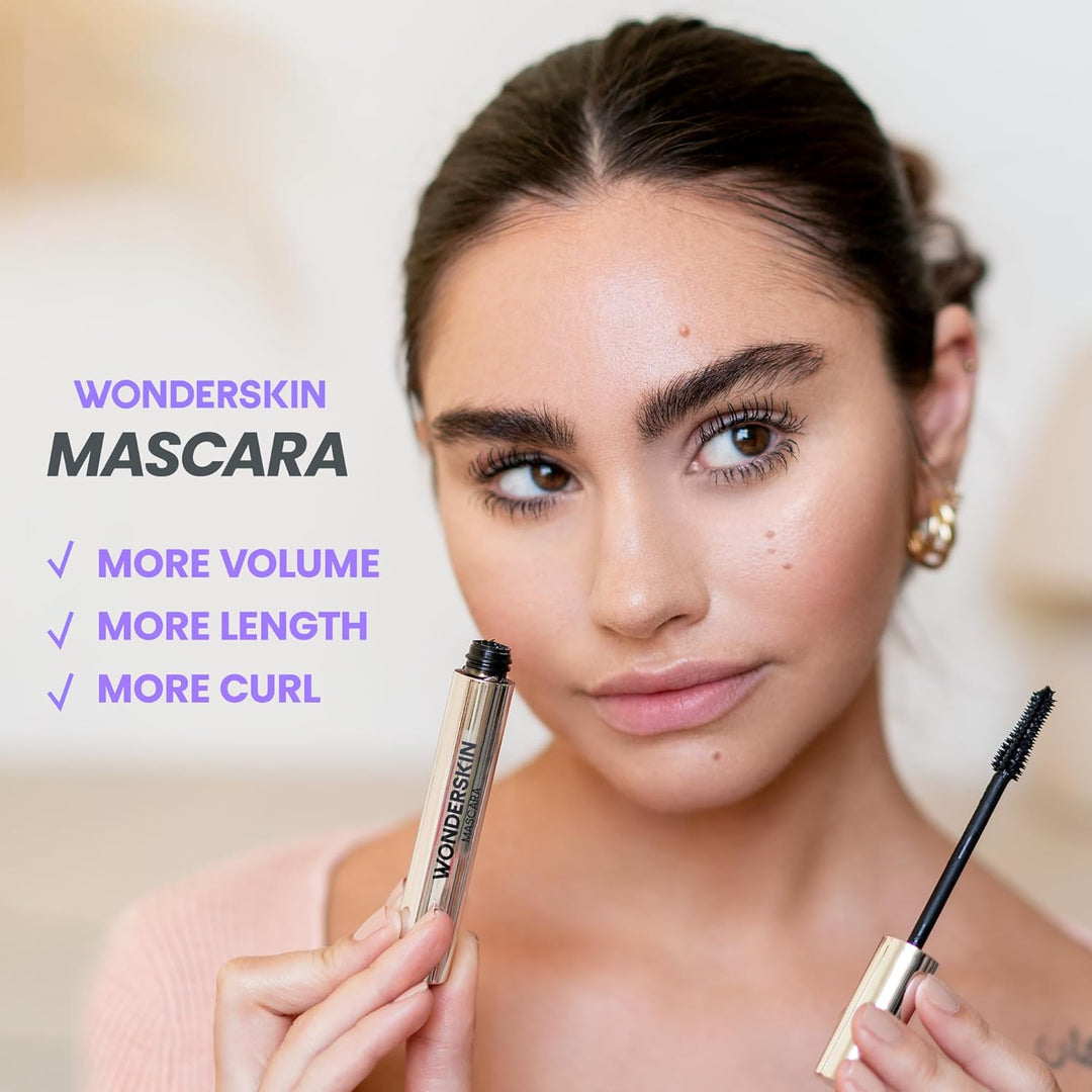 Wonderskin Máscara de pestañas negra para volumen, longitud y rizo,...