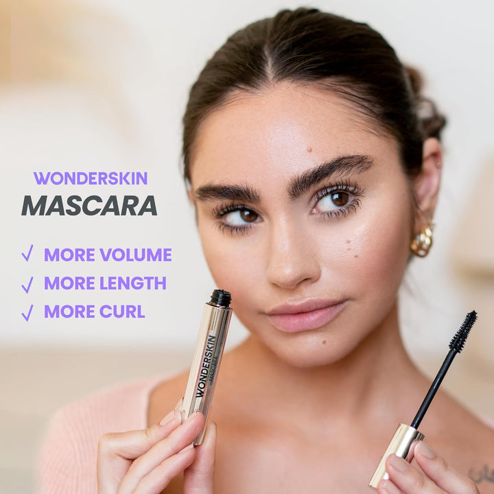 Wonderskin Máscara de pestañas negra para volumen, longitud y rizo,...