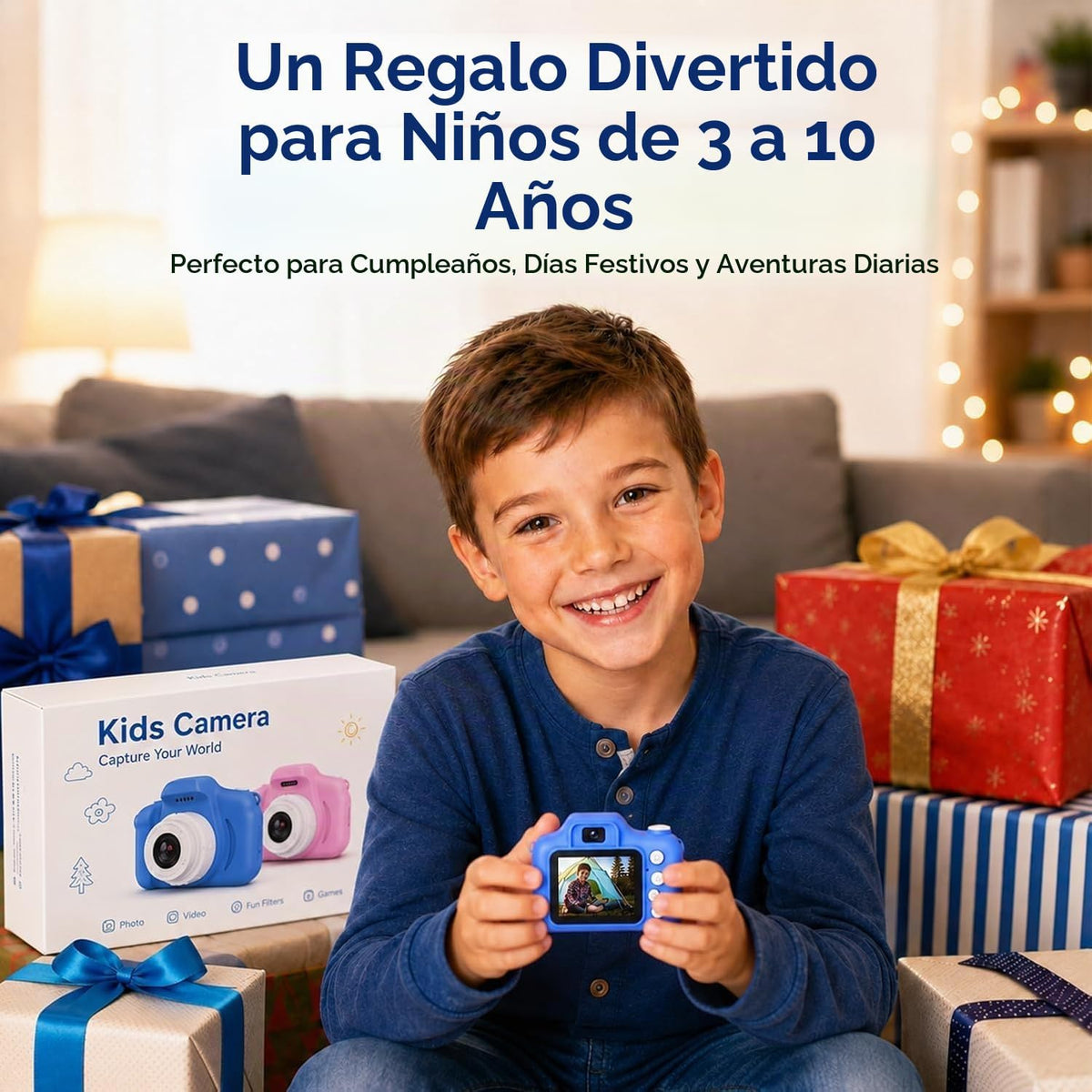 Cámara infantil para niños y niñas de 3 a 10 años, video 1080P