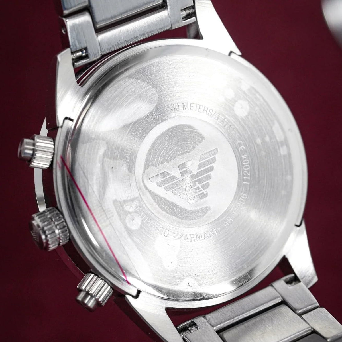 Emporio Armani Reloj de acero inoxidable para hombre con cronógrafo o movimiento de tres manecillas
