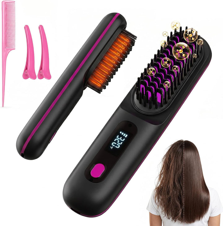 Go Brush Pro Cepillo alisador de cabello, cepillo alisador inalámbr...