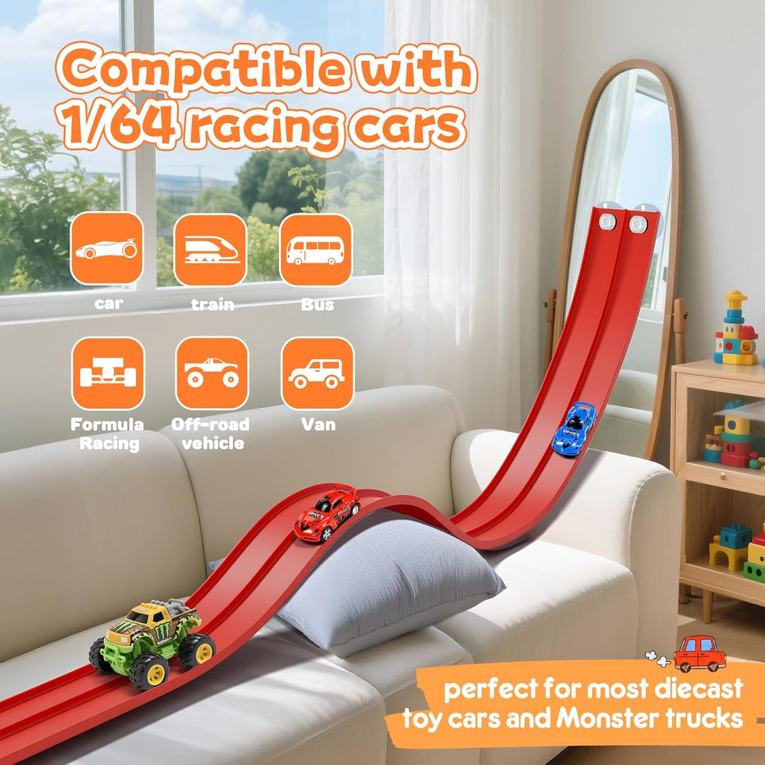KETIEE Flex Tracks de 16 pies para niños: pista de rampa flexible c...