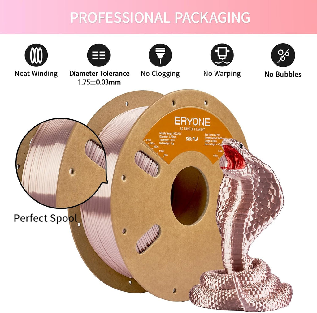 ERYONE Filamento PLA de seda para impresora 3D de 0.07 in +\/- 0.00...