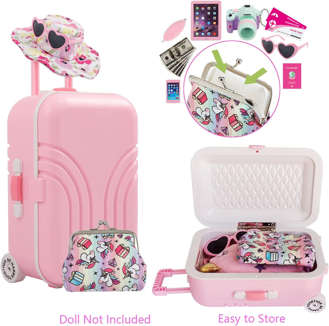 Windolls Maleta para muñecas de 18 pulgadas, accesorios de viaje, a...