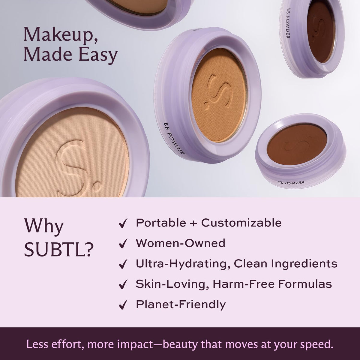 Subtl Beauty Polvo BB + cepillo facial de doble extremo, mediano 4...