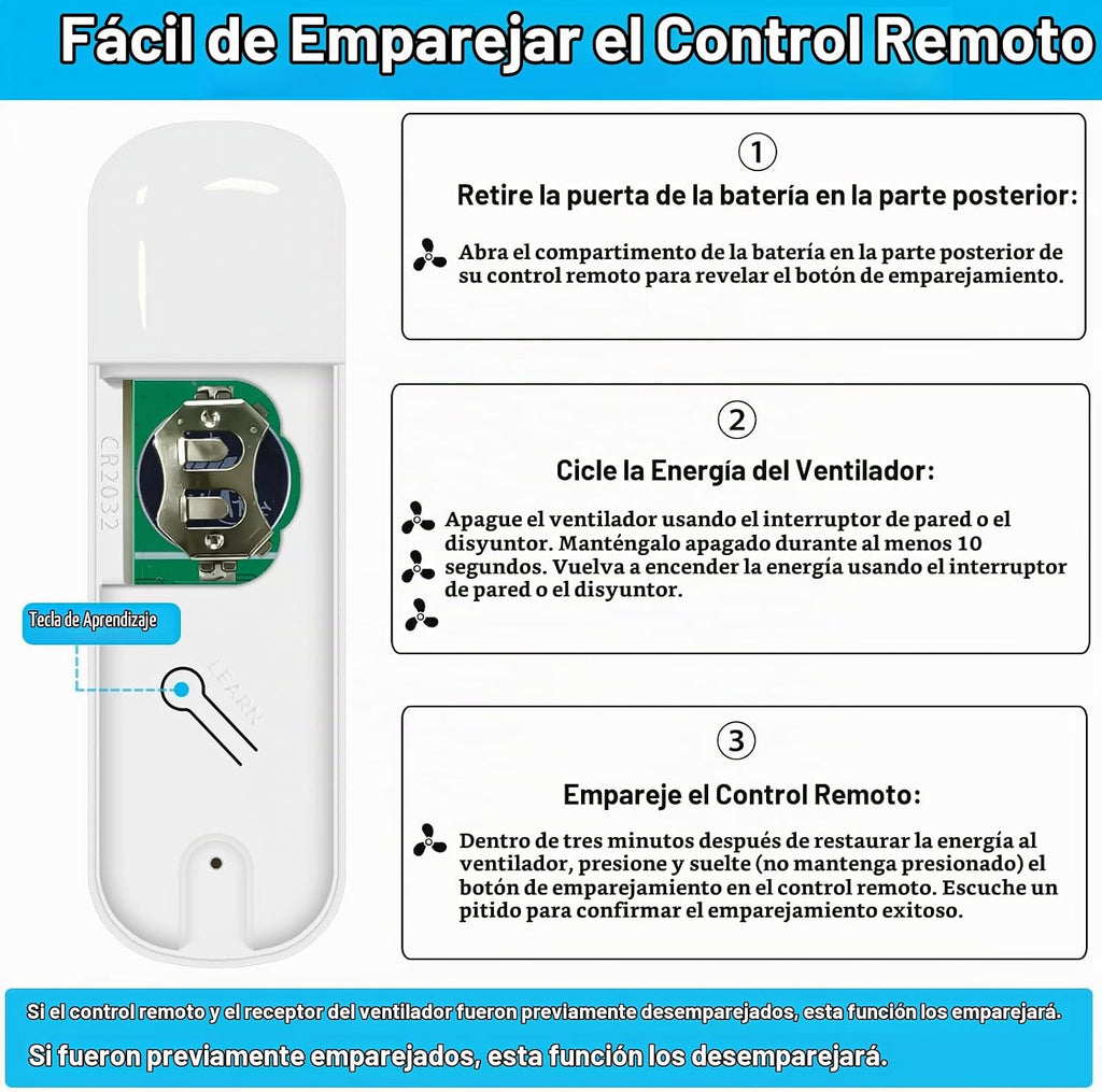 Reemplazo de control remoto para ventilador de techo para Hunter 99770