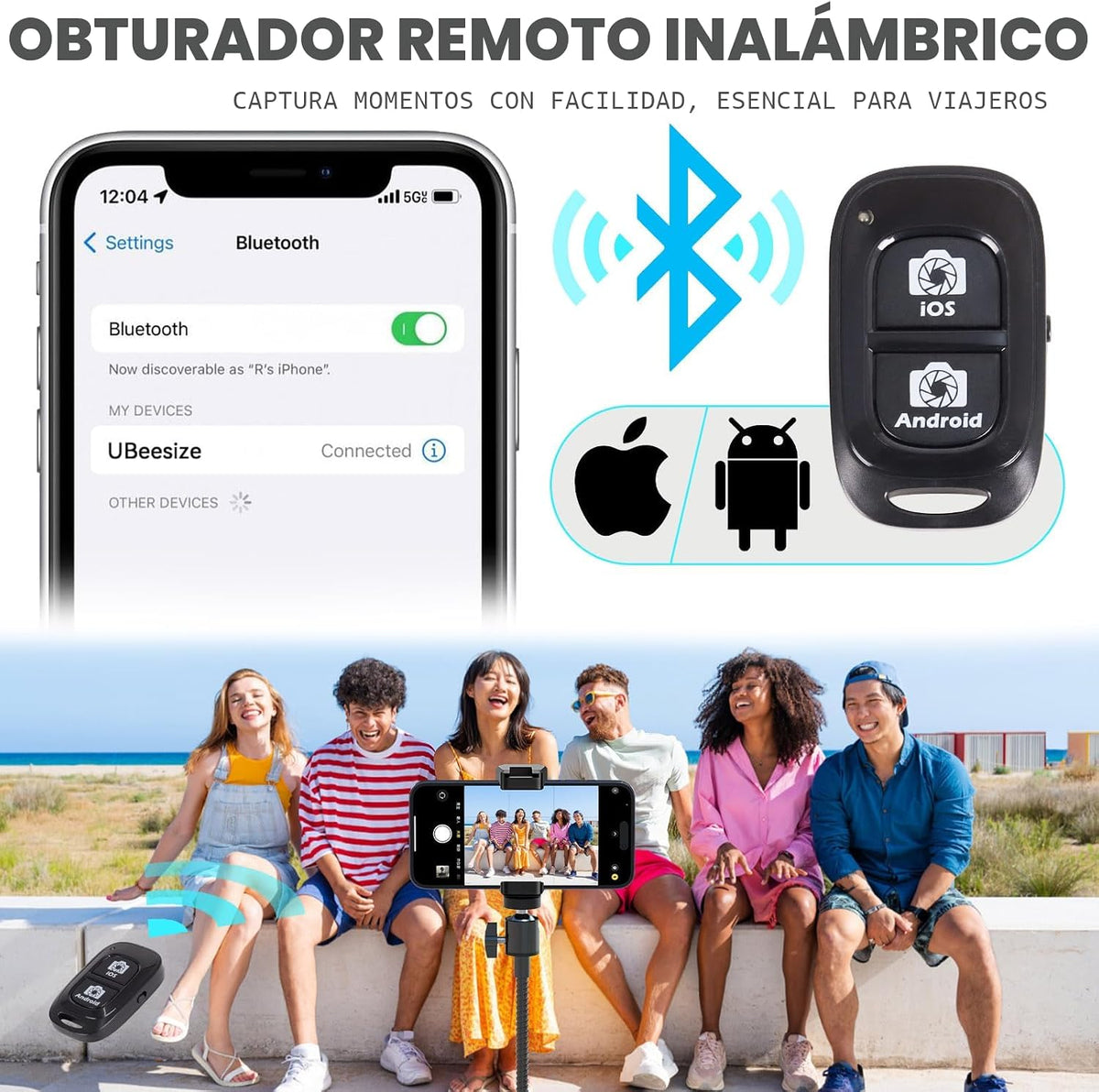 UBeesize Soporte de trípode para teléfono celular de 92 pulgadas con cuello de cisne de 16.5 pulgadas y control remoto, trípode superior con cabeza de bola ajustable de 360° y soporte para teléfono para iPhone17 Pro Max/Pro/Plus//16/15/14/13, teléfono