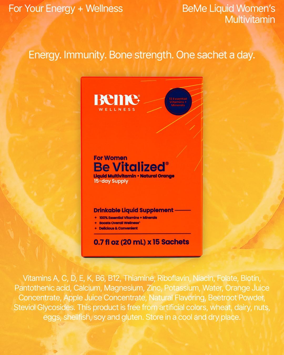 BeMe Multivitaminas líquidas para mujeres, sistema avanzado de sumi...