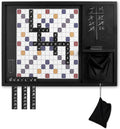 Juego de palabras de madera de gran tamaño para montar en la pared (32 x 24 pulgadas), tablero magnético de azulejos de palabras con pizarra, almacenamiento y azulejos, juego montado en la pared