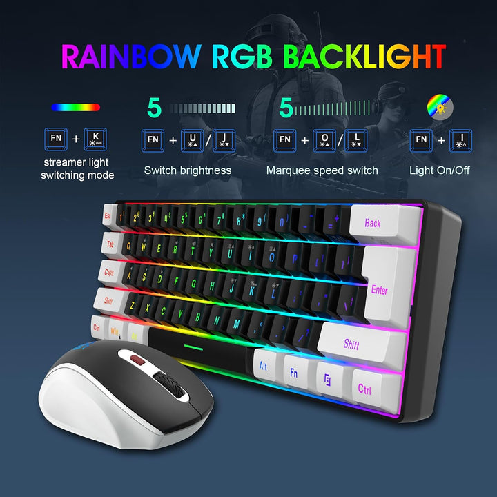Snpurdiri Combo de teclado y ratón inalámbricos para juegos de 2.4G...