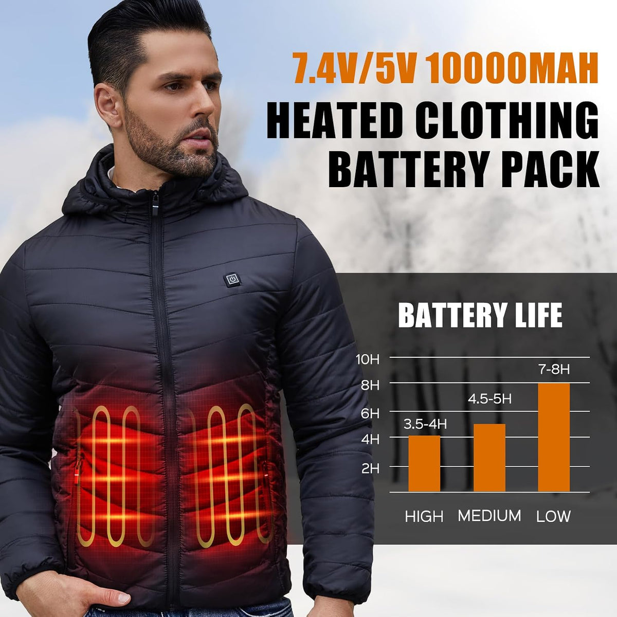 UMEIDEA Chalecos calefactados de 7.4 V 10000 mAh, batería compatibl...