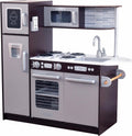 KidKraft Cocina de Juguete Uptown Espresso de Madera con Teléfono de Juguete, Pizarra y Toallero, Espresso