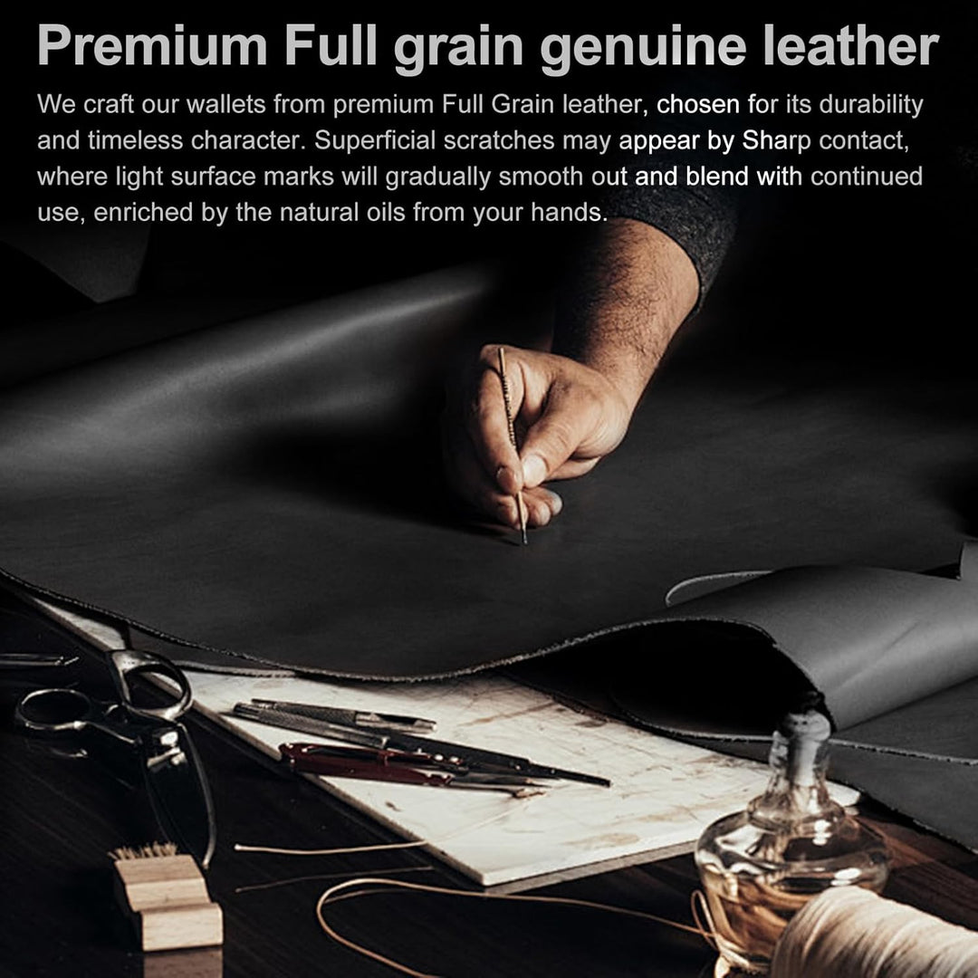 furid Top Grain Leather Wallet Men: RFID Minimalist Bifold Credit C...