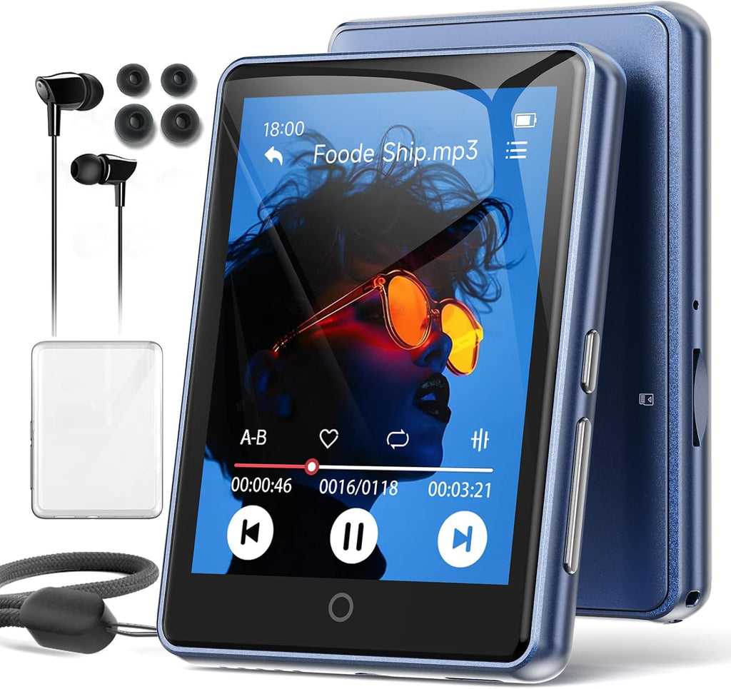 RUIZU Reproductor MP3 de 32GB con Bluetooth 5.3, pantalla táctil de 2.8" y altavoz