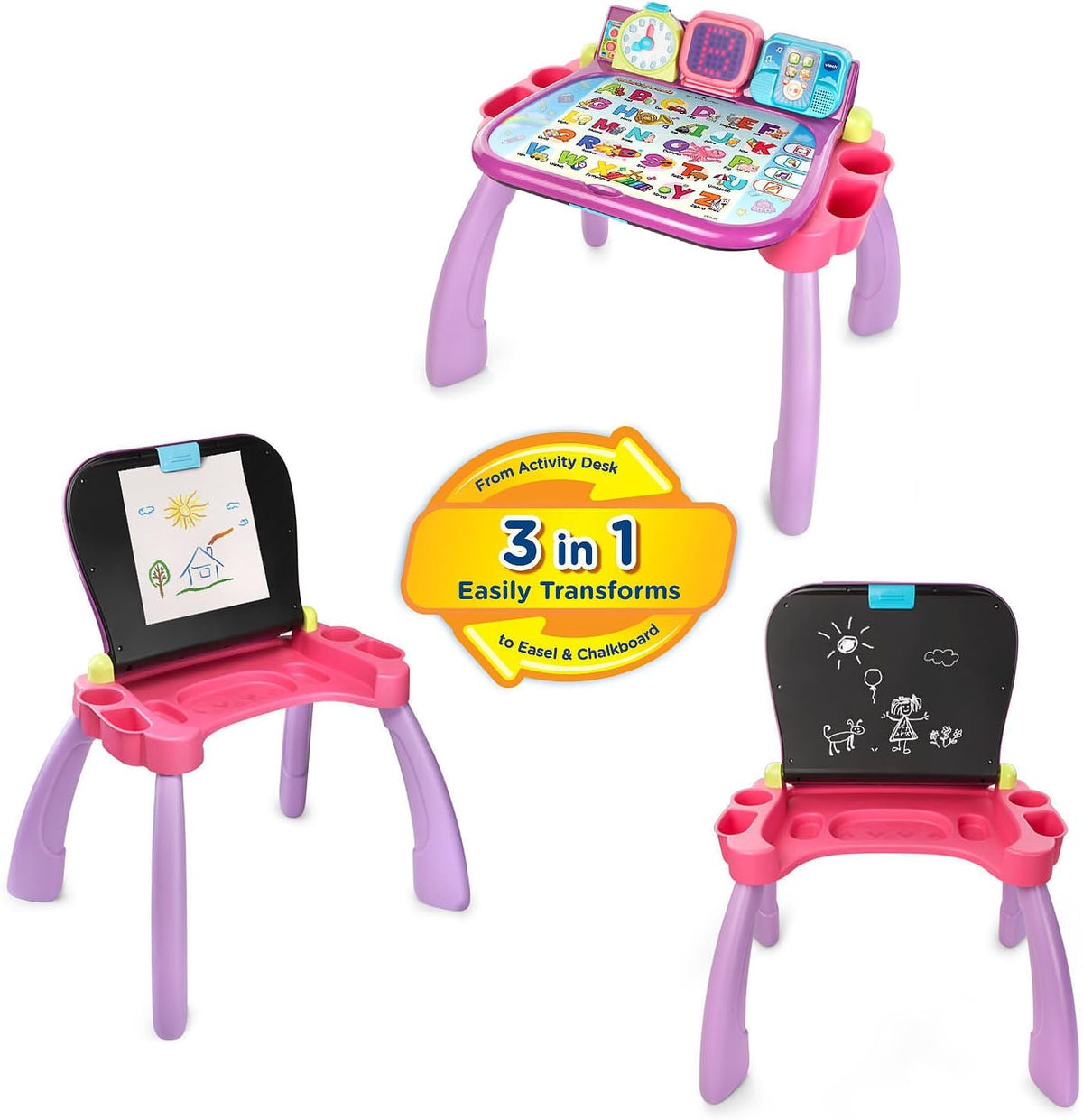 VTech Escritorio de actividades Touch y Learn (embalaje sin frustraciones), morado