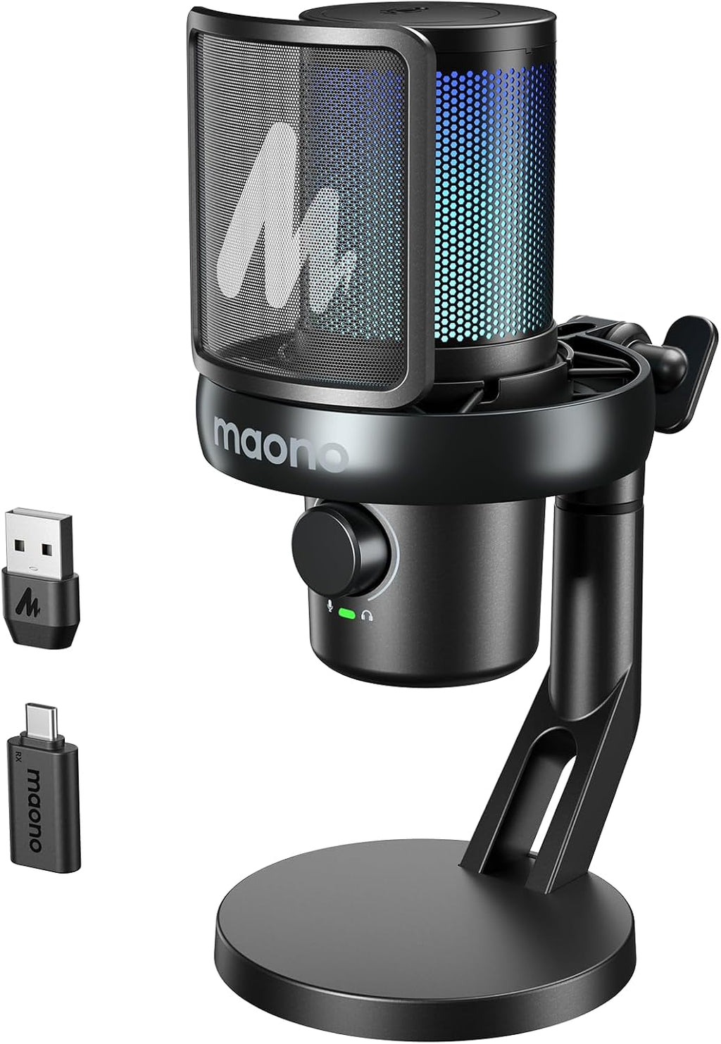 MAONO Micrófono inalámbrico para juegos DM40 Pro USB para PC