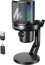 MAONO Micrófono inalámbrico para juegos DM40 Pro USB para PC
