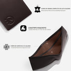 Cartera de cuero de grano completo para hombre, minimalista, delgada, plegable, con bloqueo RFID, con bolsillo para efectivo, 8 ranuras para tarjetas (marrón oscuro)