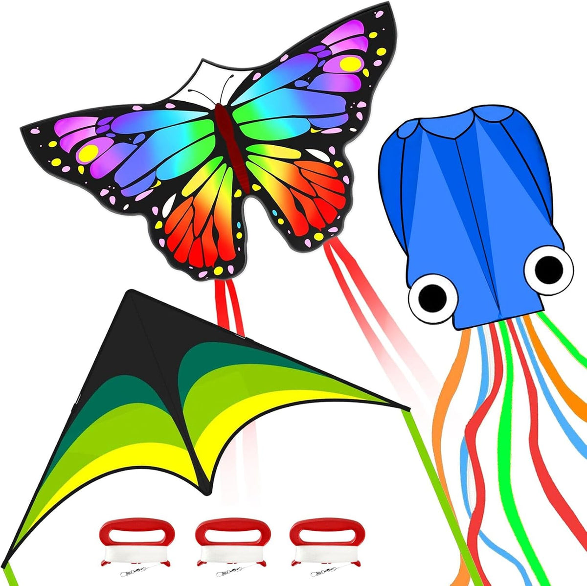 Cometas para niños y adultos, juego de cometas de playa para principiantes, paquete de cometas grandes y fáciles de volar para niños y niñas, incluye cuerda de cometa, perfecto para actividades al